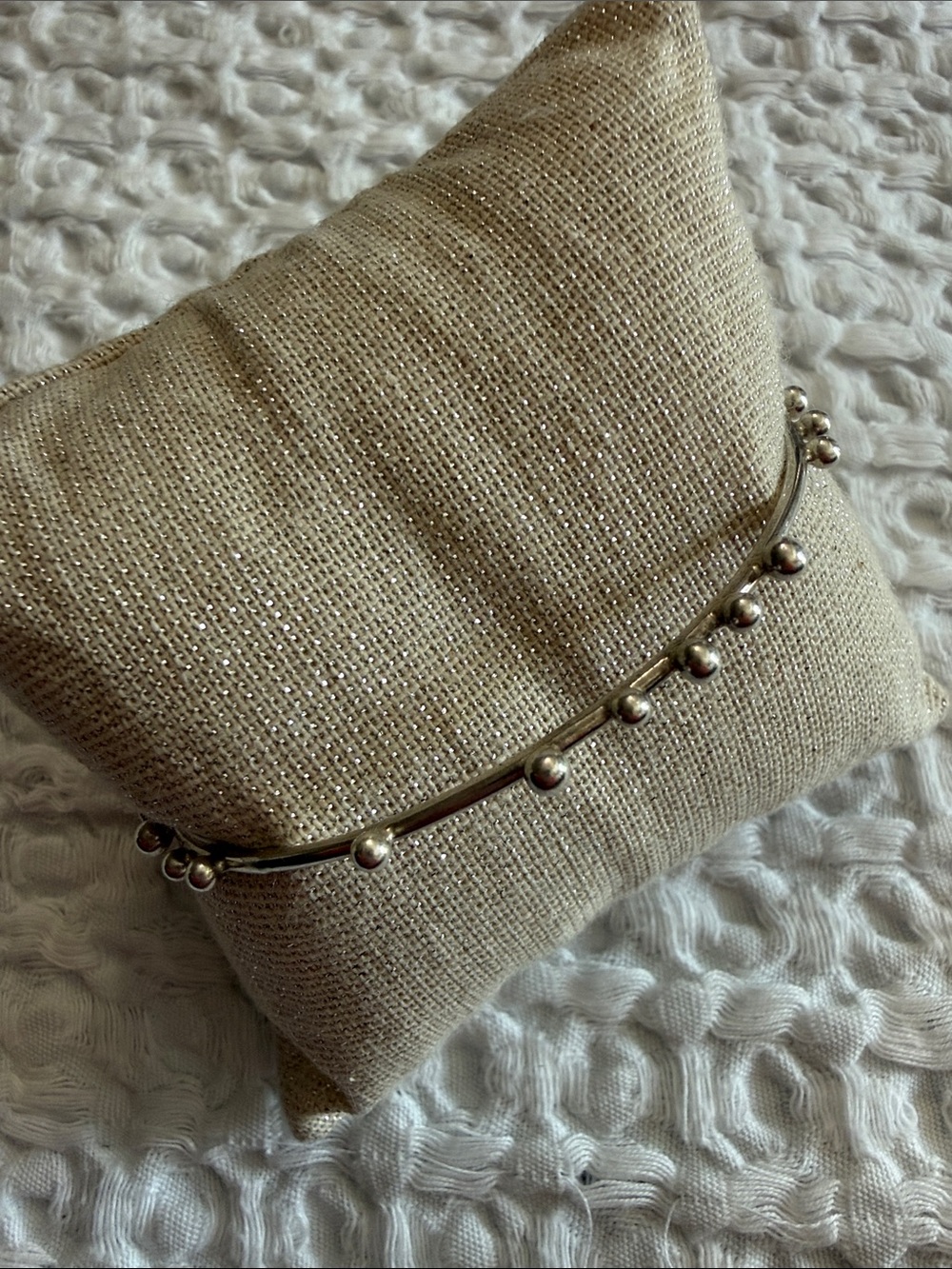 Sterling Beaded Bangle Bracelet - Silver Finish